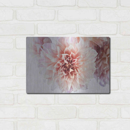 Luxe Metal Art 'Peach Dahlias Light' by Elise Catterall, Metal Wall Art,16x12