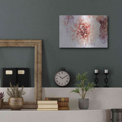 Luxe Metal Art 'Peach Dahlias Light' by Elise Catterall, Metal Wall Art,16x12