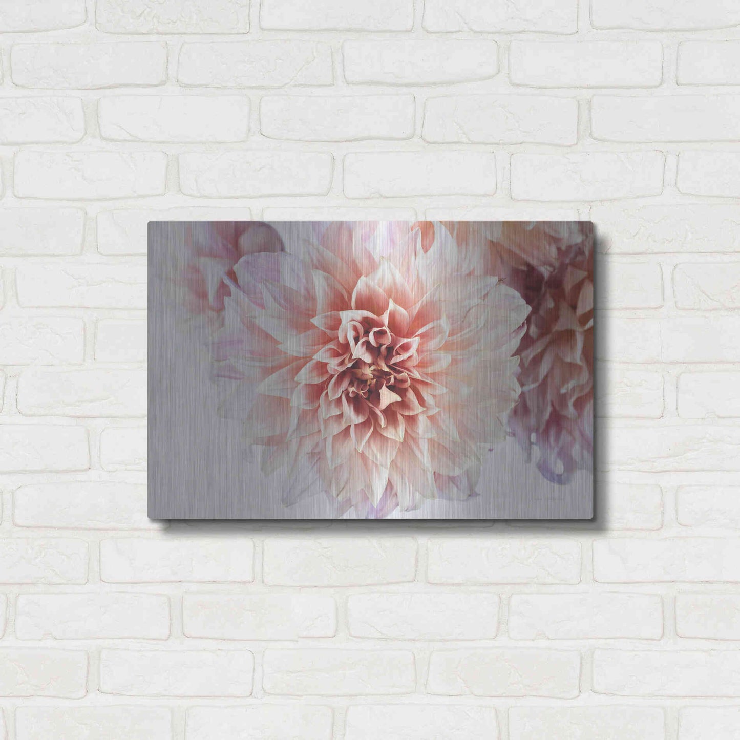 Luxe Metal Art 'Peach Dahlias Light' by Elise Catterall, Metal Wall Art,24x16