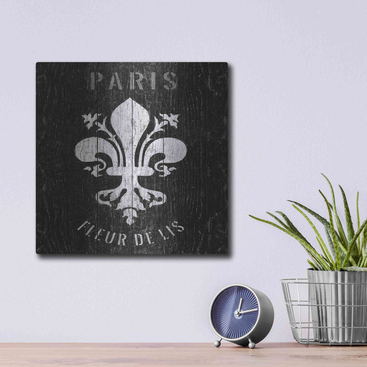 Luxe Metal Art 'Refurbished Fleur-de-lis' by Wild Apple Portfolio, Metal Wall Art,12x12