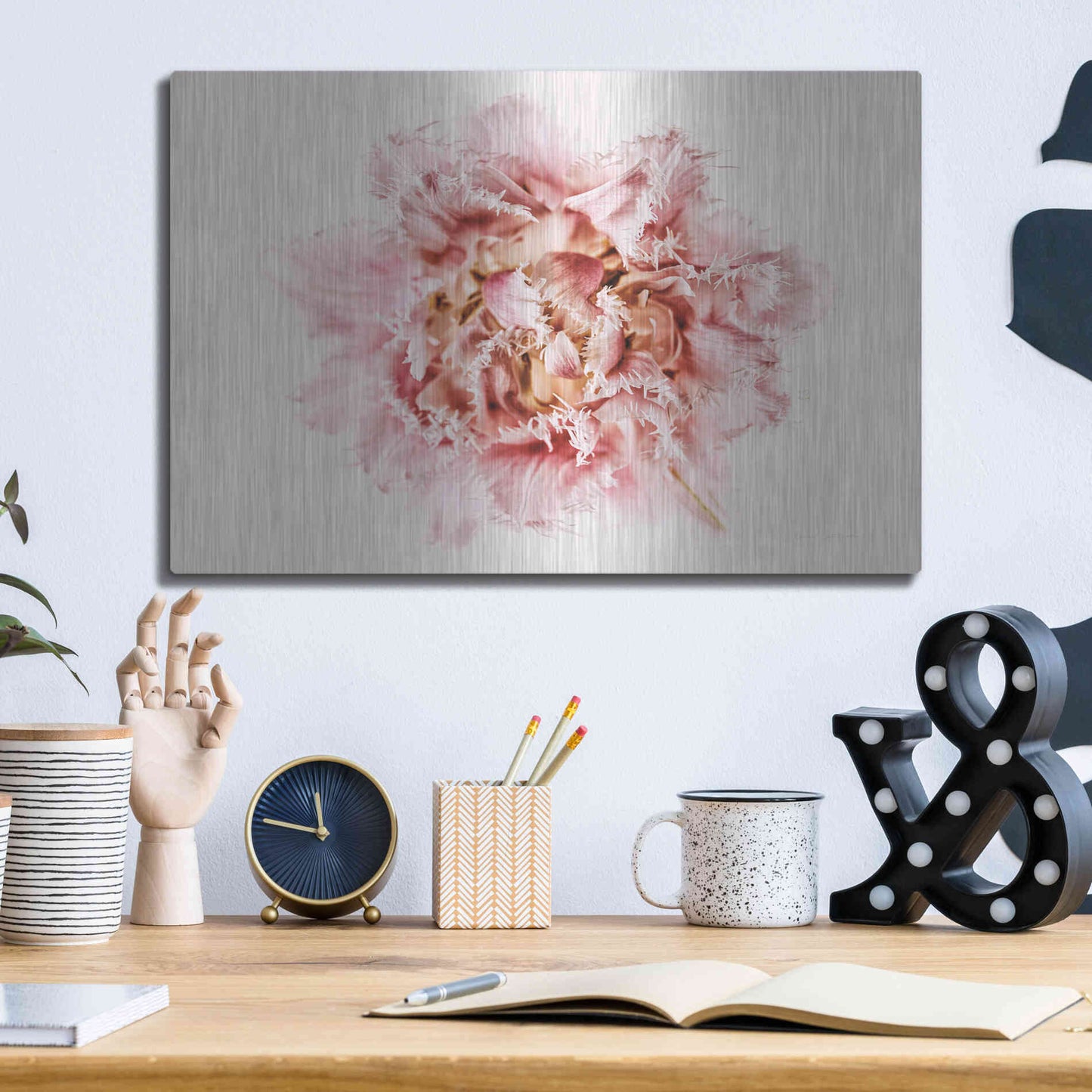 Luxe Metal Art 'Pink Fringed Tulip' by Elise Catterall, Metal Wall Art,16x12