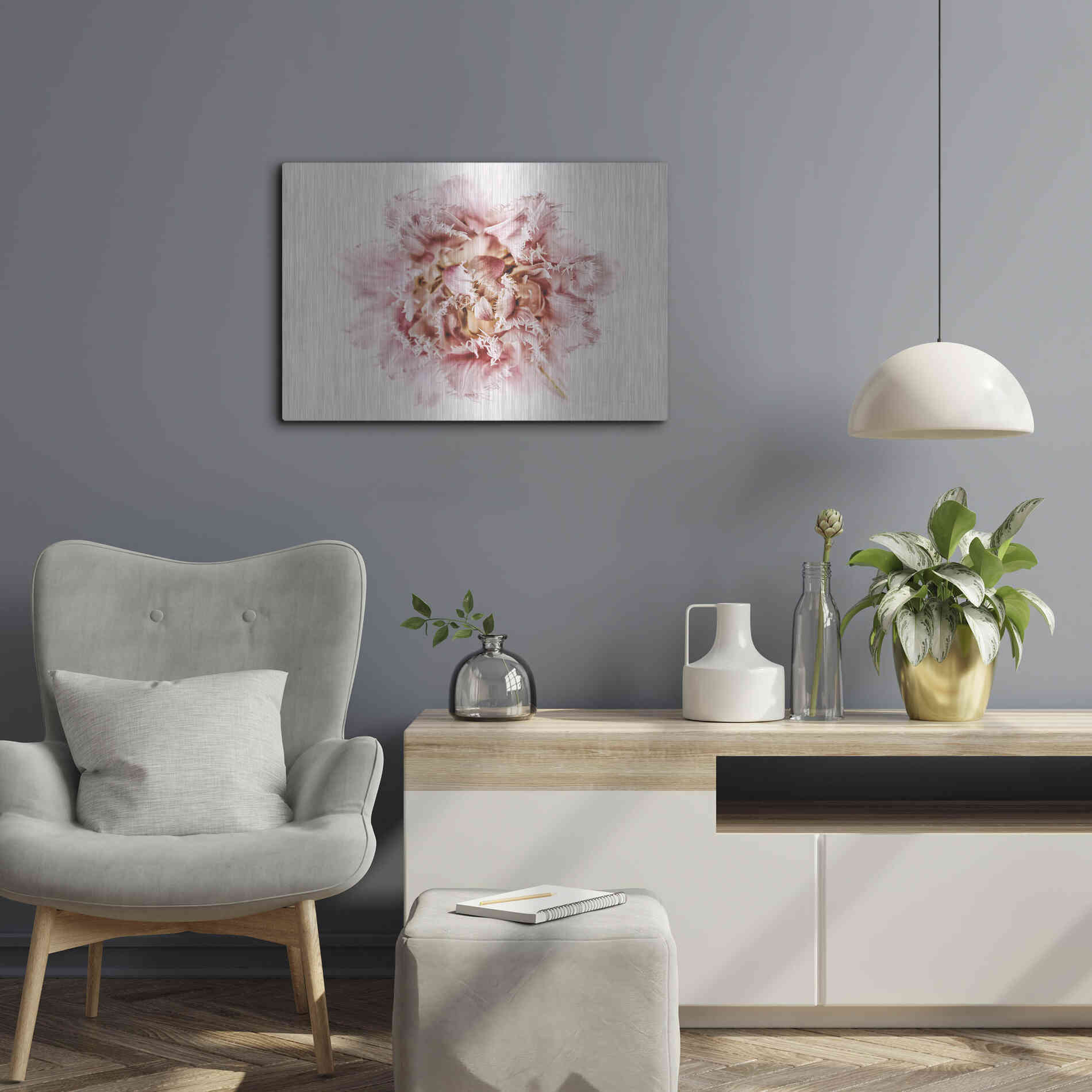 Luxe Metal Art 'Pink Fringed Tulip' by Elise Catterall, Metal Wall Art,24x16