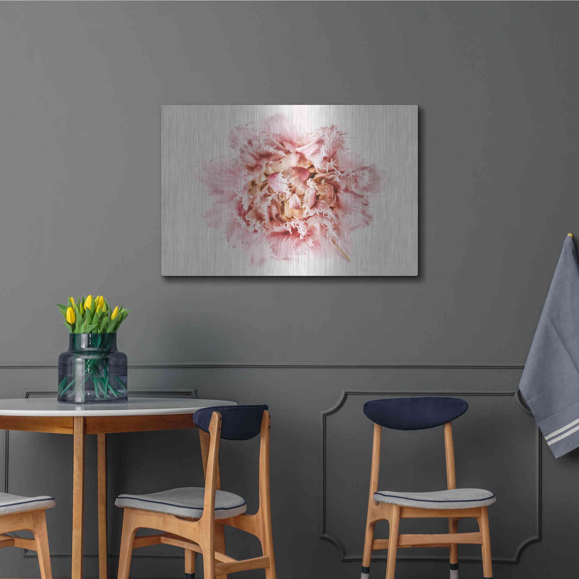 Luxe Metal Art 'Pink Fringed Tulip' by Elise Catterall, Metal Wall Art,36x24