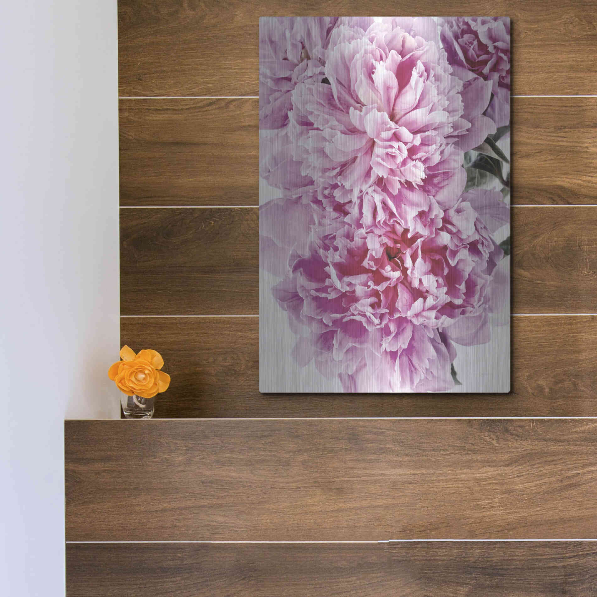 Luxe Metal Art 'Pink Peony Cluster' by Elise Catterall, Metal Wall Art,12x16