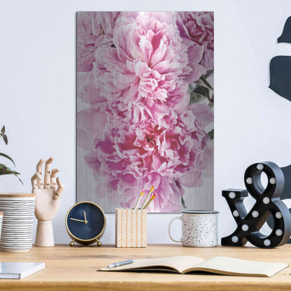 Luxe Metal Art 'Pink Peony Cluster' by Elise Catterall, Metal Wall Art,12x16