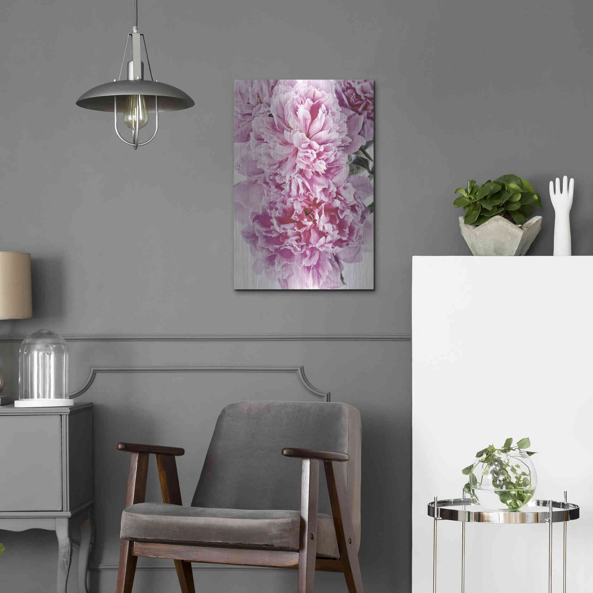 Luxe Metal Art 'Pink Peony Cluster' by Elise Catterall, Metal Wall Art,16x24