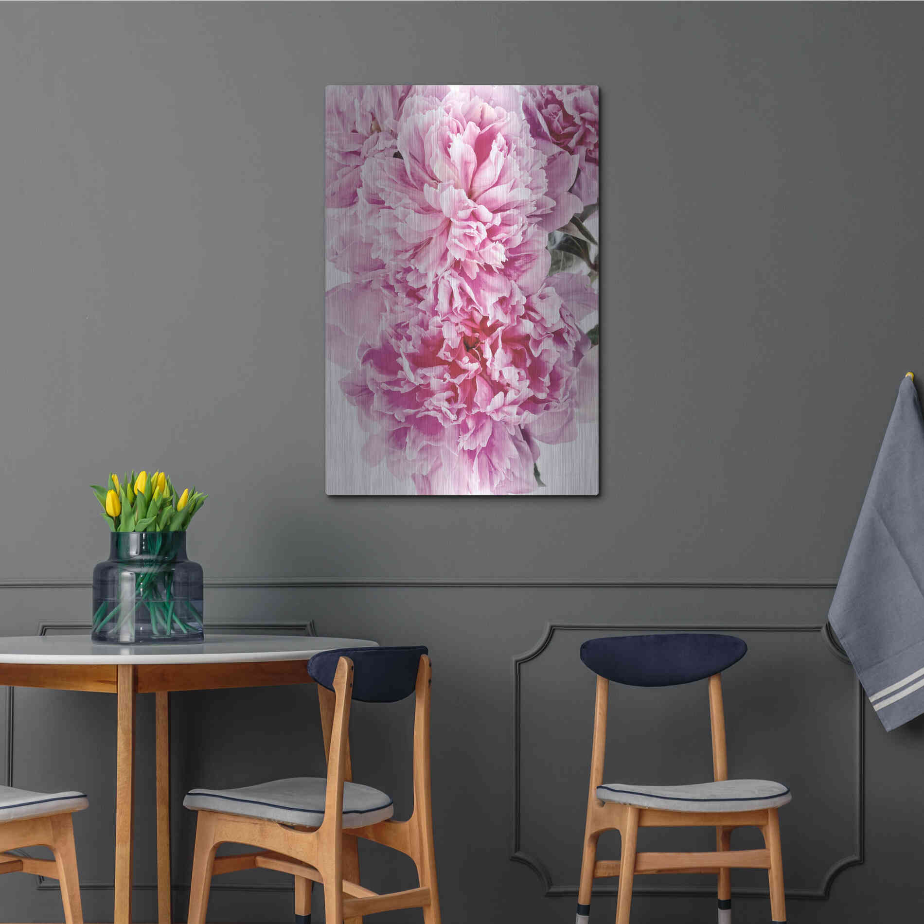 Luxe Metal Art 'Pink Peony Cluster' by Elise Catterall, Metal Wall Art,24x36