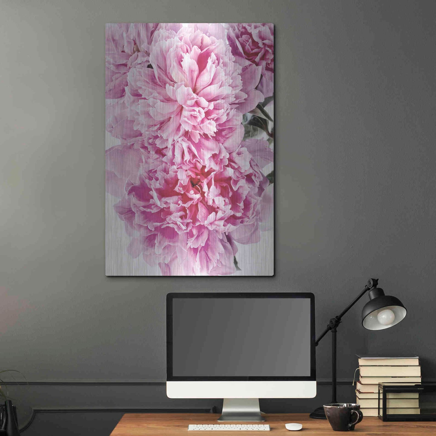 Luxe Metal Art 'Pink Peony Cluster' by Elise Catterall, Metal Wall Art,24x36