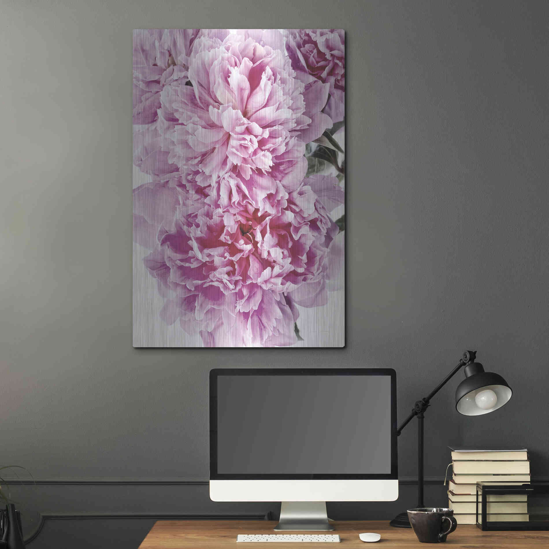 Luxe Metal Art 'Pink Peony Cluster' by Elise Catterall, Metal Wall Art,24x36