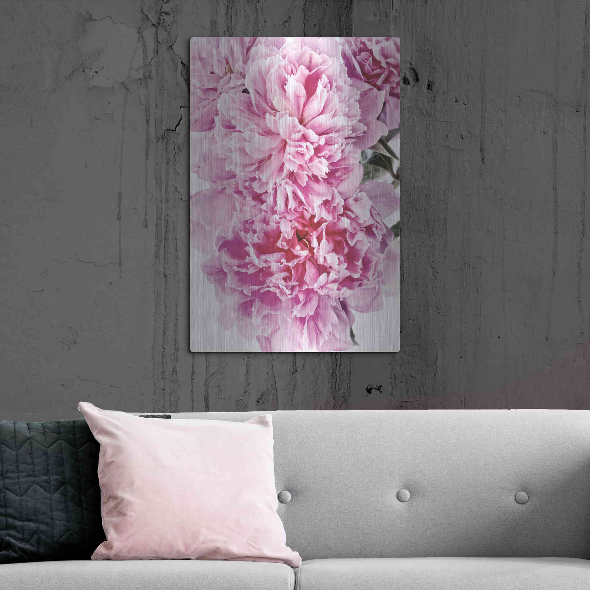 Luxe Metal Art 'Pink Peony Cluster' by Elise Catterall, Metal Wall Art,24x36