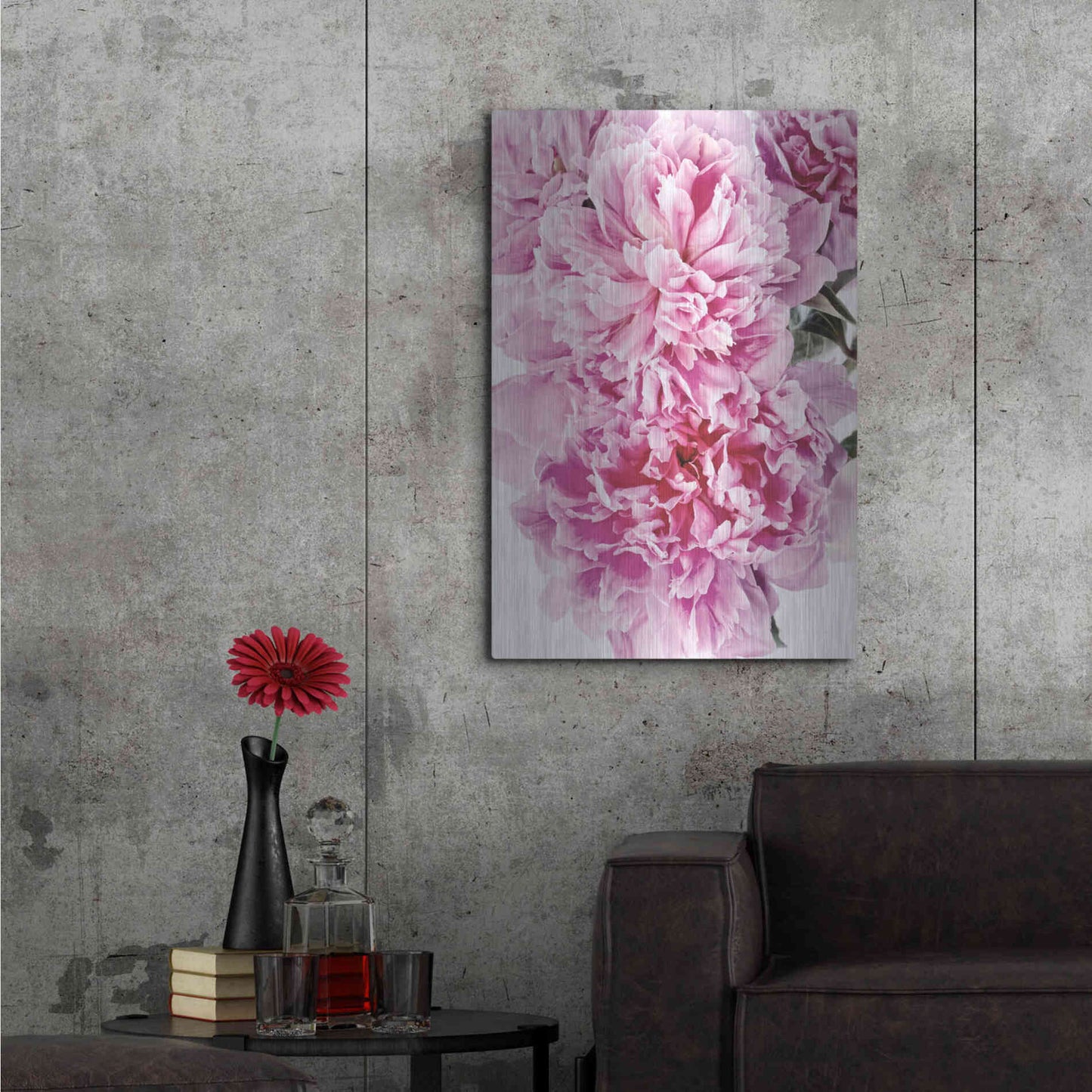 Luxe Metal Art 'Pink Peony Cluster' by Elise Catterall, Metal Wall Art,24x36