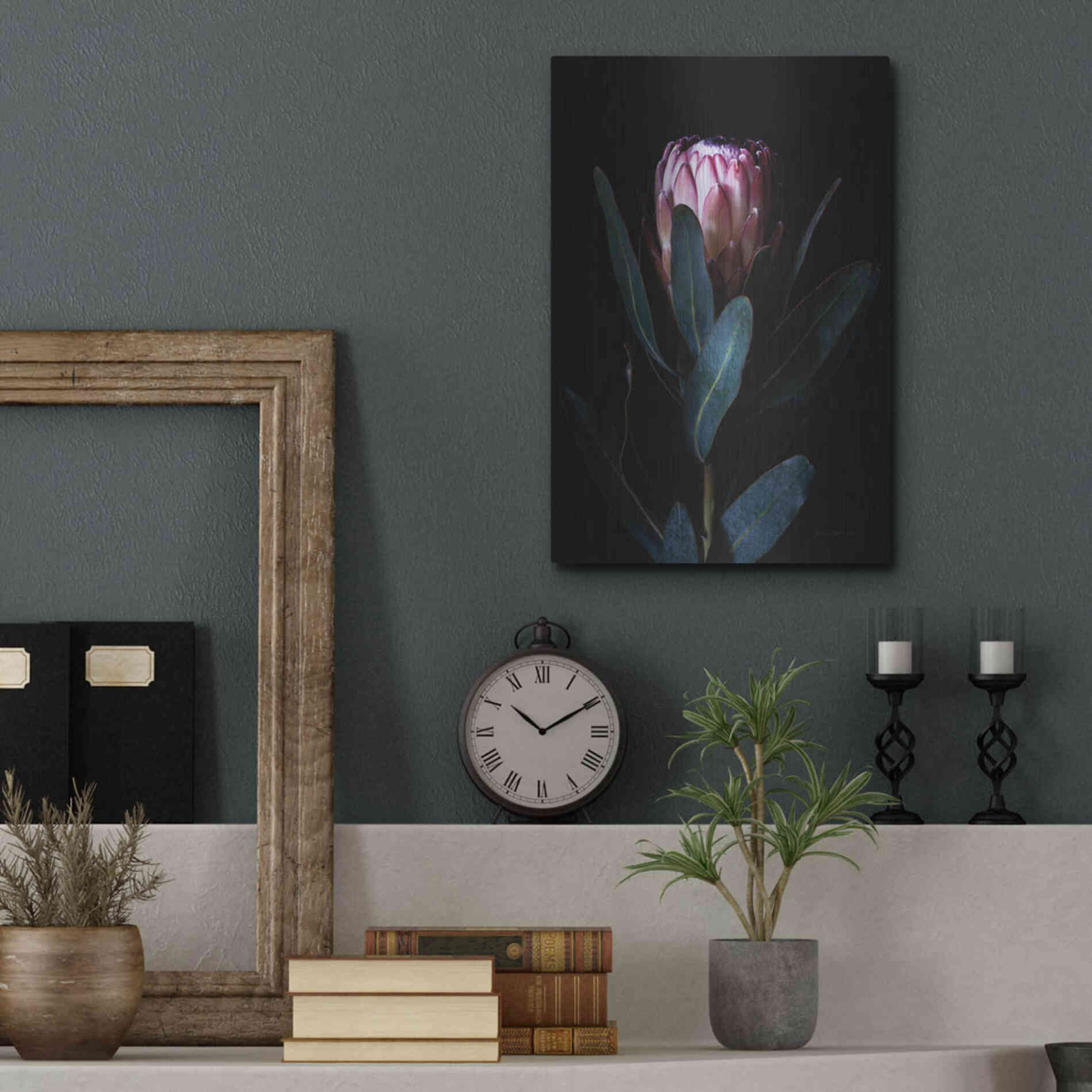 Luxe Metal Art 'Protea Portrait' by Elise Catterall, Metal Wall Art,12x16