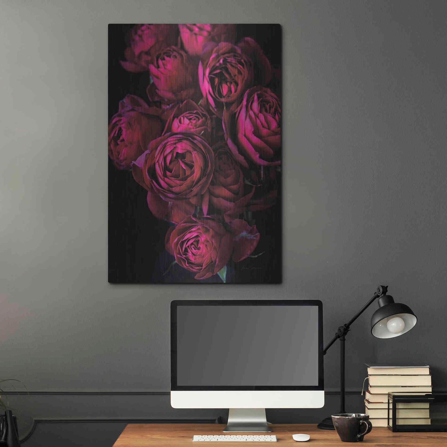 Luxe Metal Art 'Cabbage Roses' by Elise Catterall, Metal Wall Art,24x36