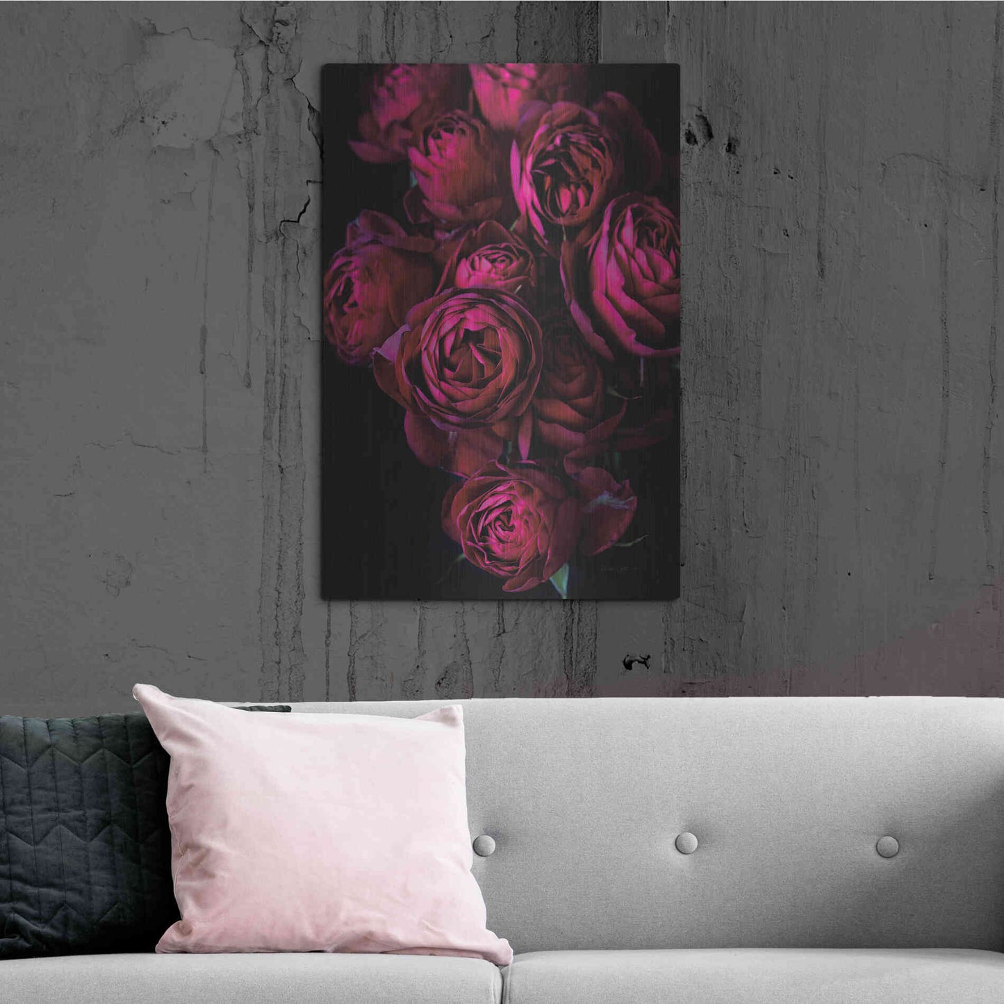 Luxe Metal Art 'Cabbage Roses' by Elise Catterall, Metal Wall Art,24x36