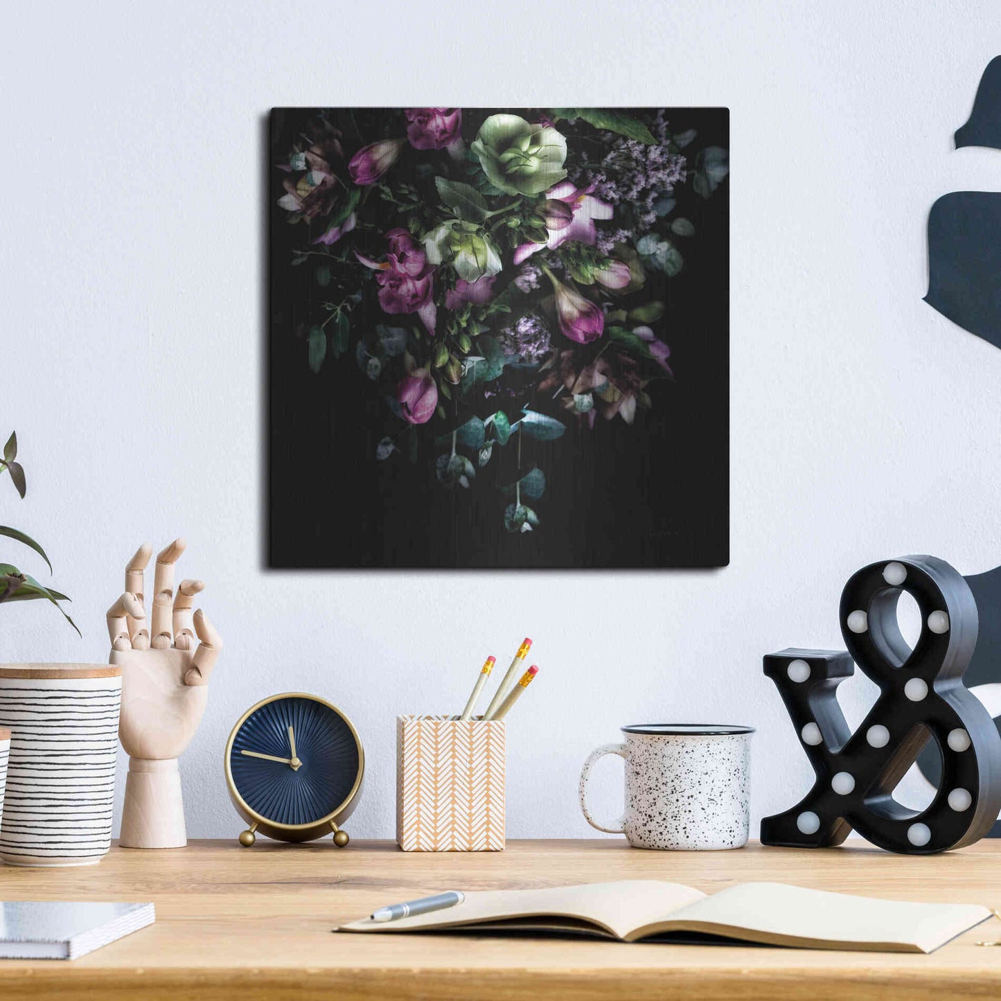 Luxe Metal Art 'Hellebores Bouquet' by Elise Catterall, Metal Wall Art,12x12