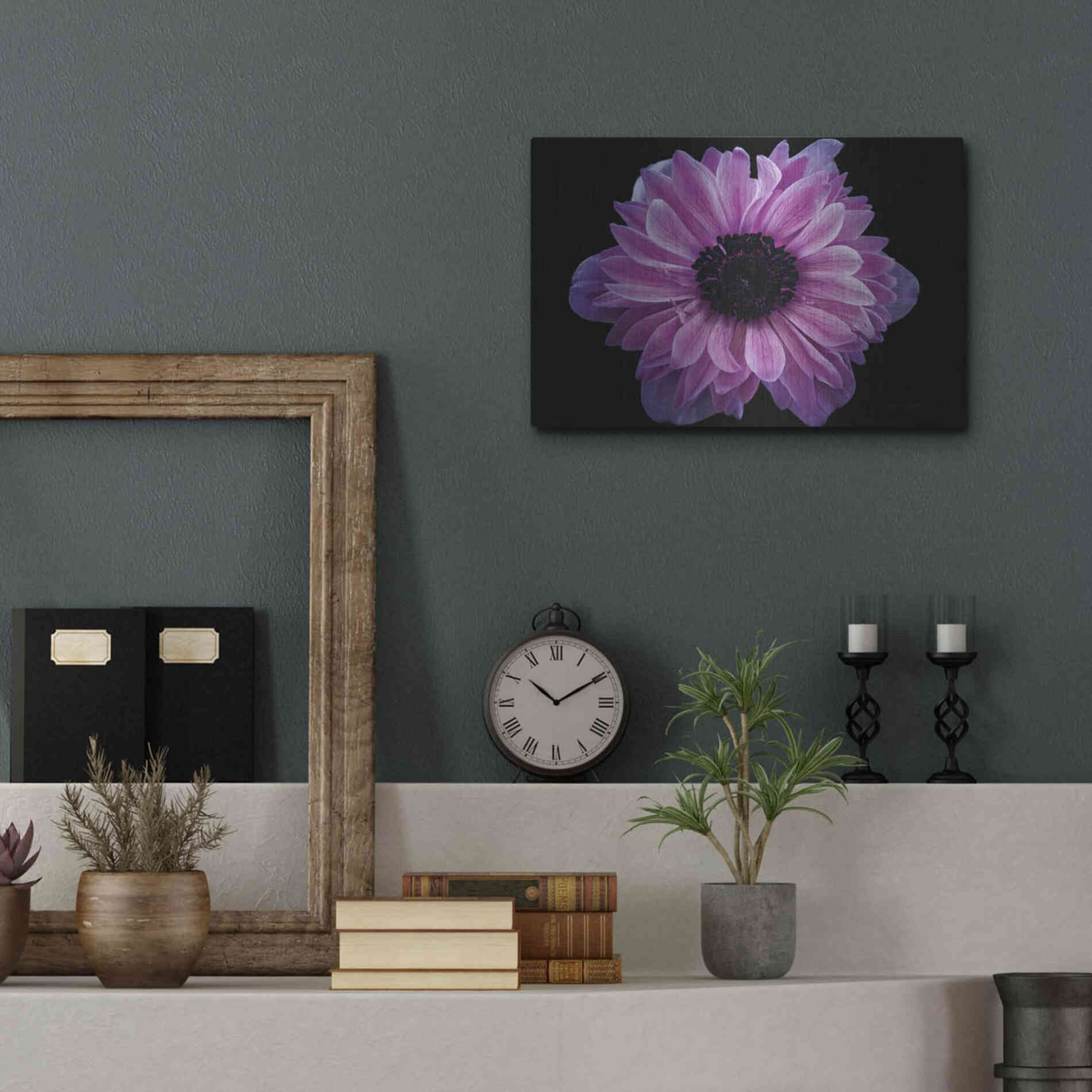 Luxe Metal Art 'Purple Anemone' by Elise Catterall, Metal Wall Art,16x12