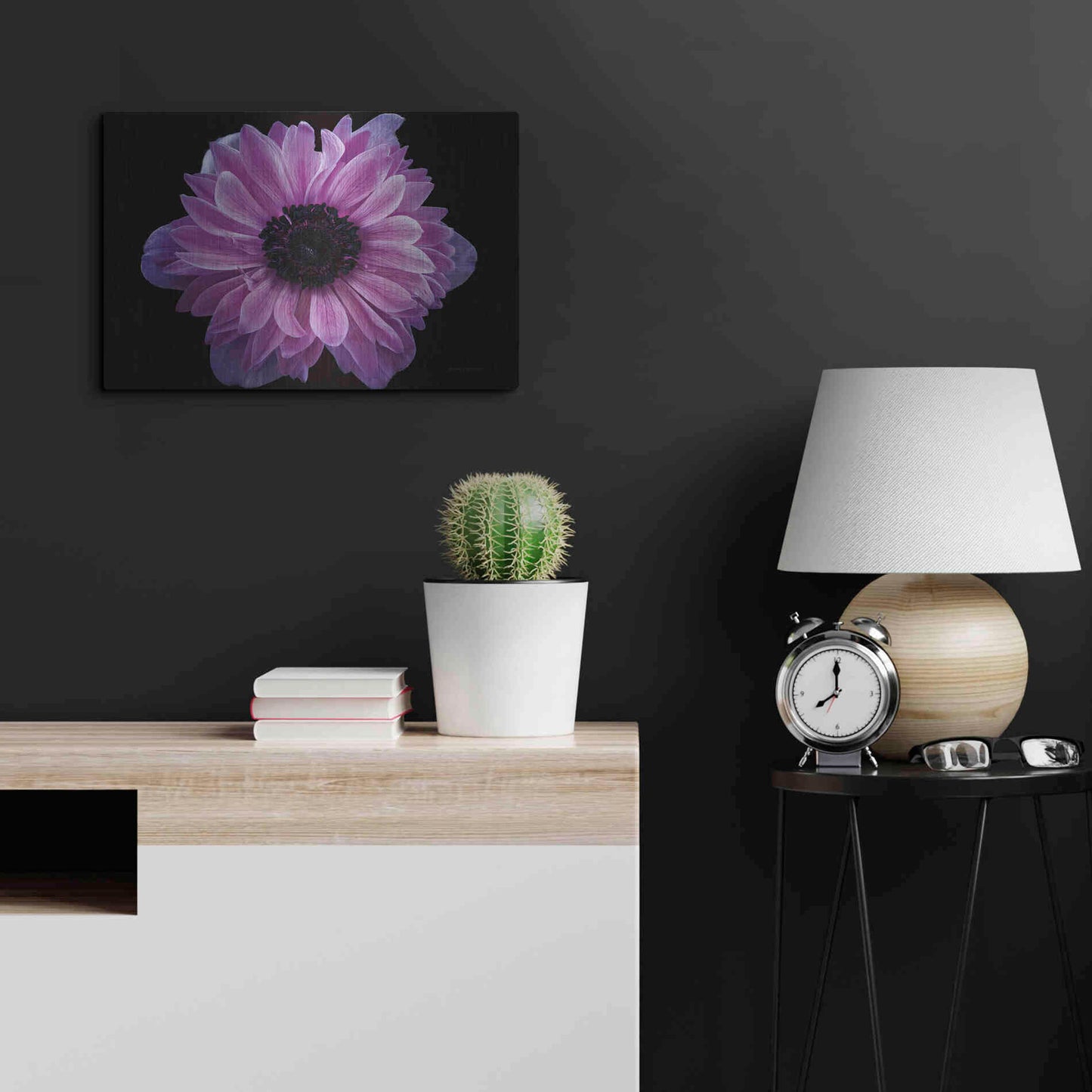 Luxe Metal Art 'Purple Anemone' by Elise Catterall, Metal Wall Art,24x16