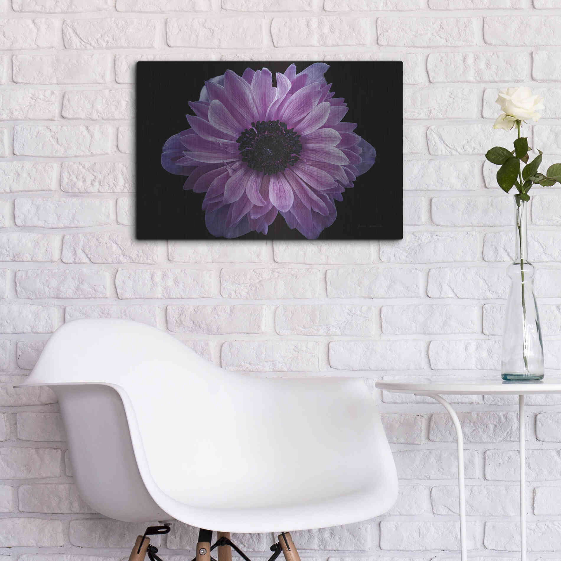 Luxe Metal Art 'Purple Anemone' by Elise Catterall, Metal Wall Art,24x16