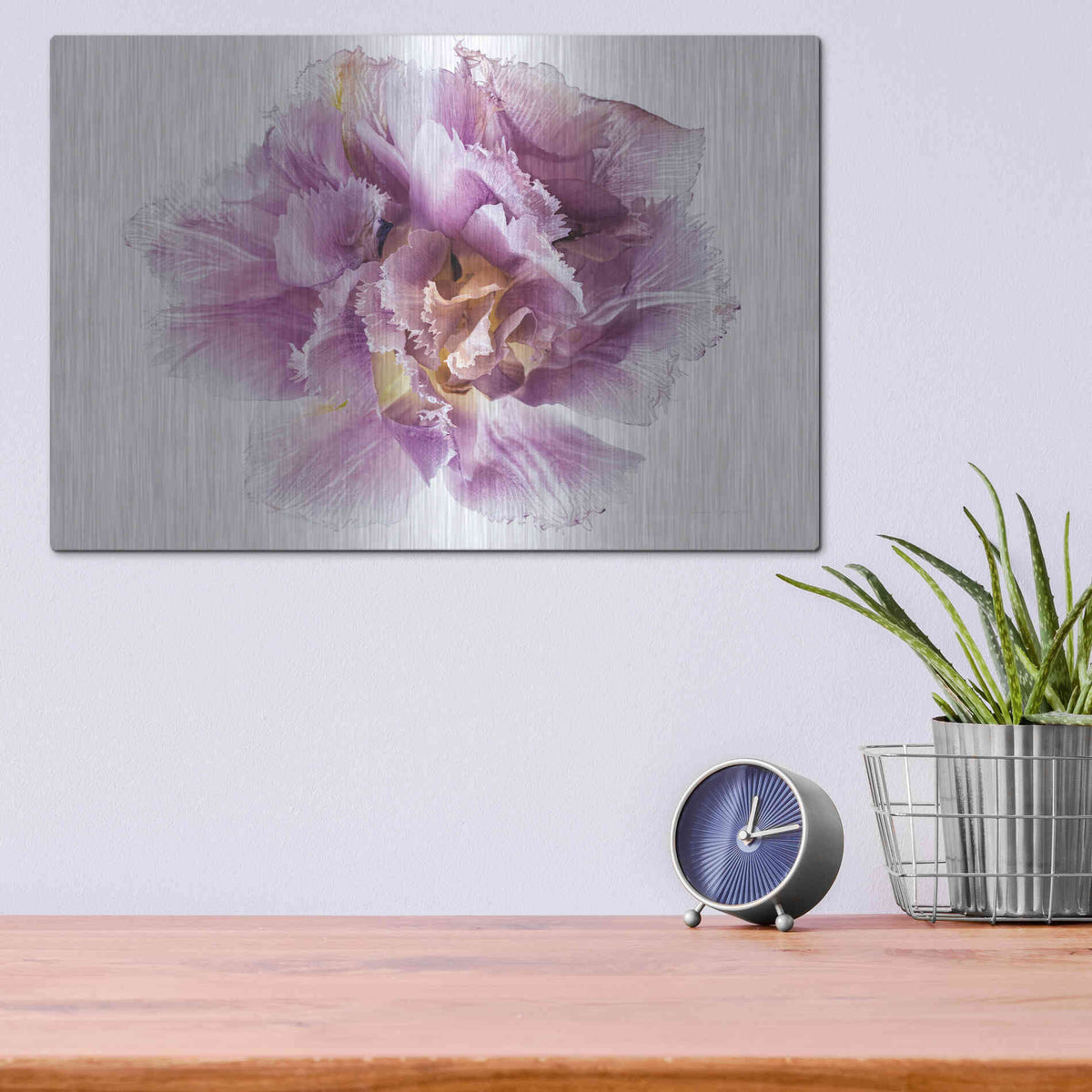 Luxe Metal Art 'Purple Double Open' by Elise Catterall, Metal Wall Art,16x12