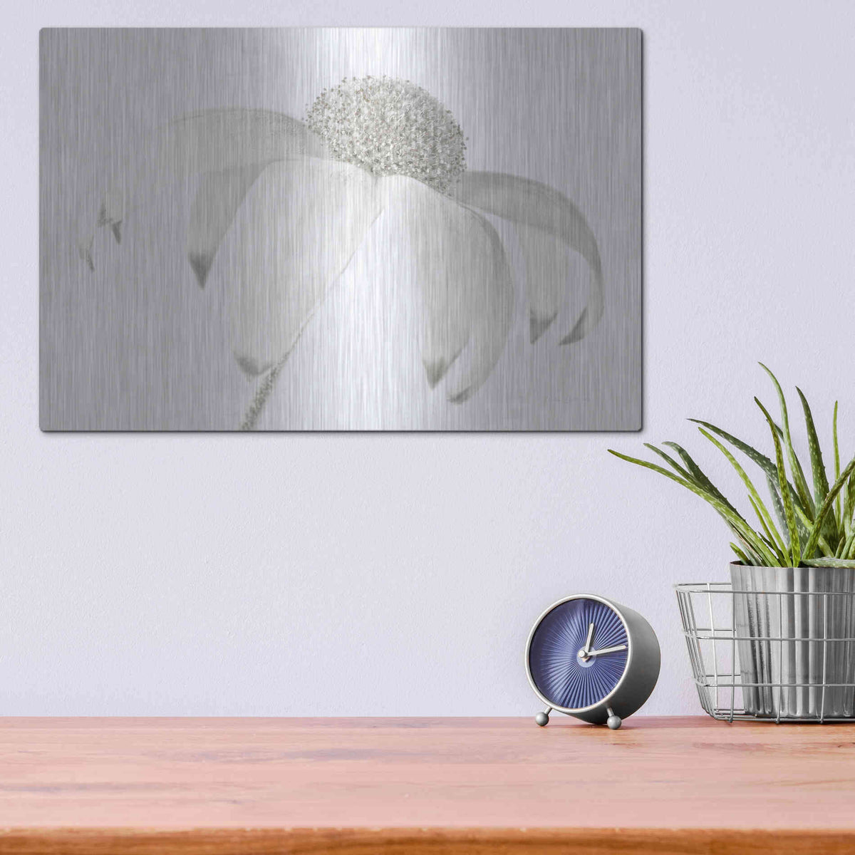 Luxe Metal Art 'Flannel Flower Neutral' by Elise Catterall, Metal Wall Art,16x12