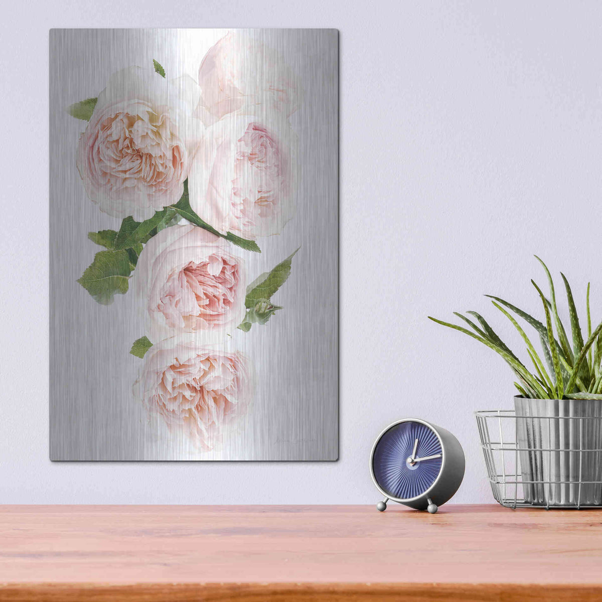 Luxe Metal Art 'David Austin Cascade' by Elise Catterall, Metal Wall Art,12x16