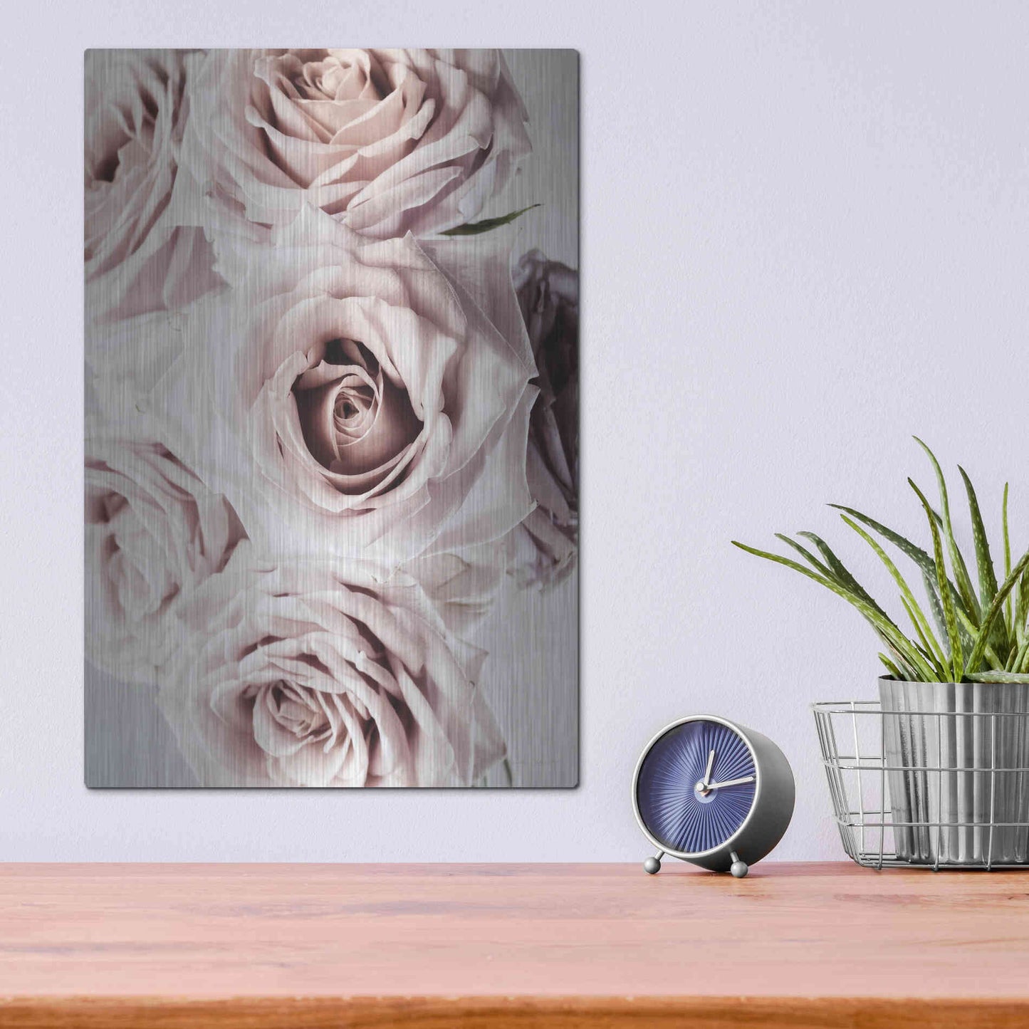 Luxe Metal Art 'Dusty Rose Cluster' by Elise Catterall, Metal Wall Art,12x16