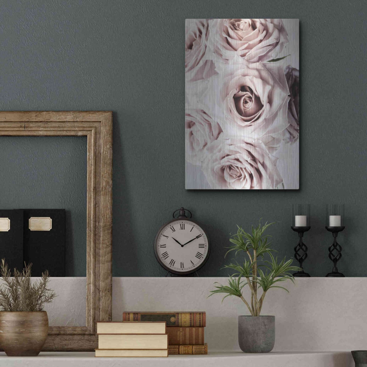 Luxe Metal Art 'Dusty Rose Cluster' by Elise Catterall, Metal Wall Art,12x16