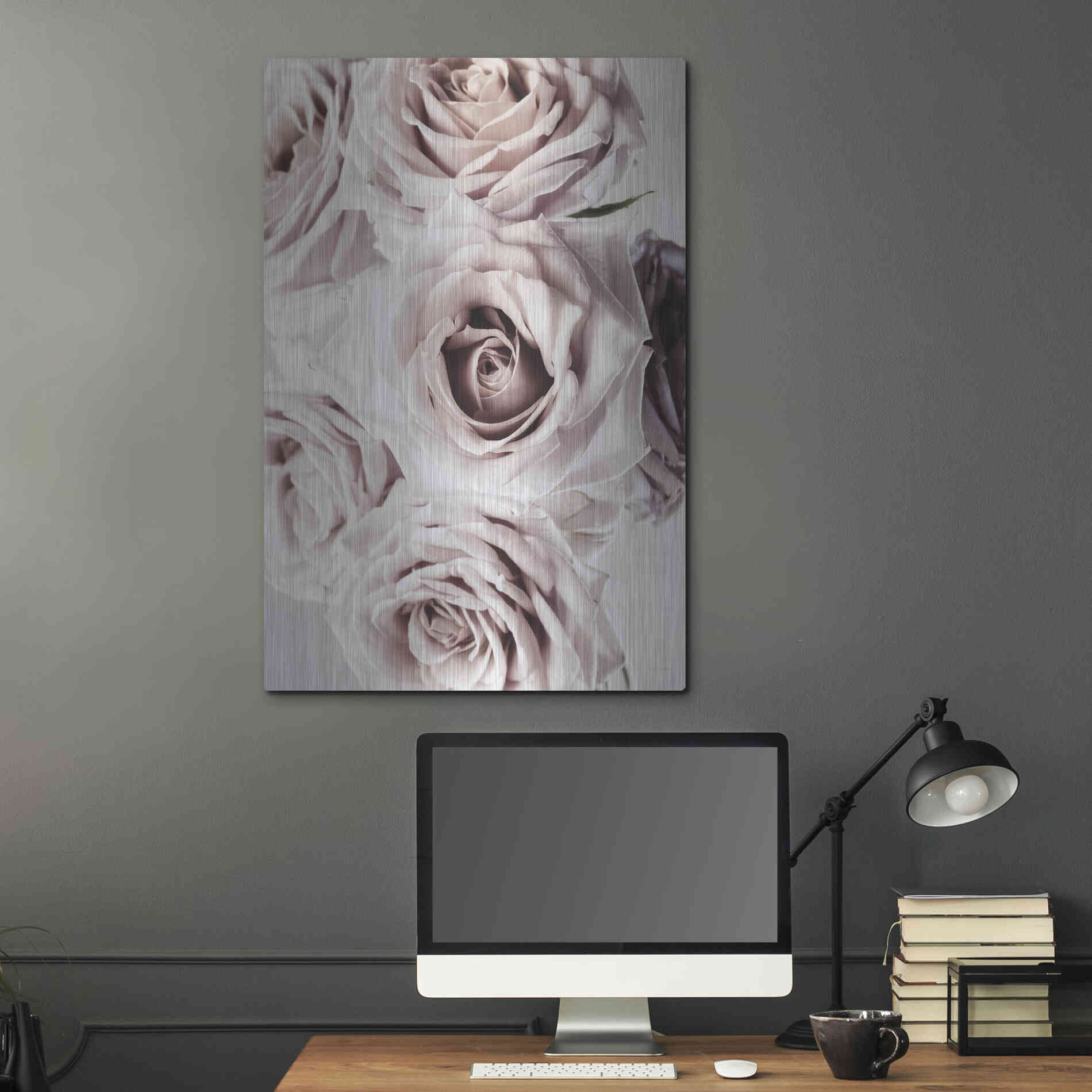 Luxe Metal Art 'Dusty Rose Cluster' by Elise Catterall, Metal Wall Art,24x36