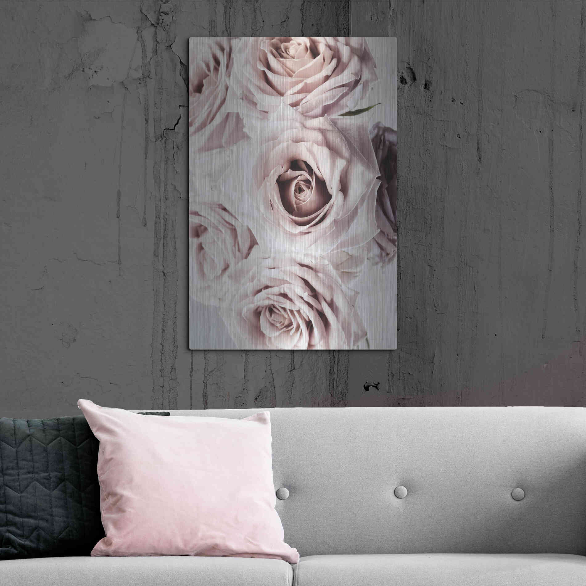 Luxe Metal Art 'Dusty Rose Cluster' by Elise Catterall, Metal Wall Art,24x36