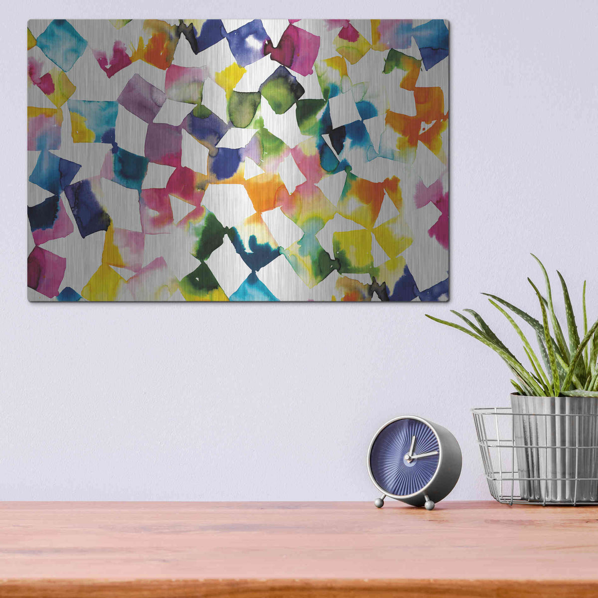 Luxe Metal Art 'Colorful Cubes' by Wild Apple Portfolio, Metal Wall Art,16x12