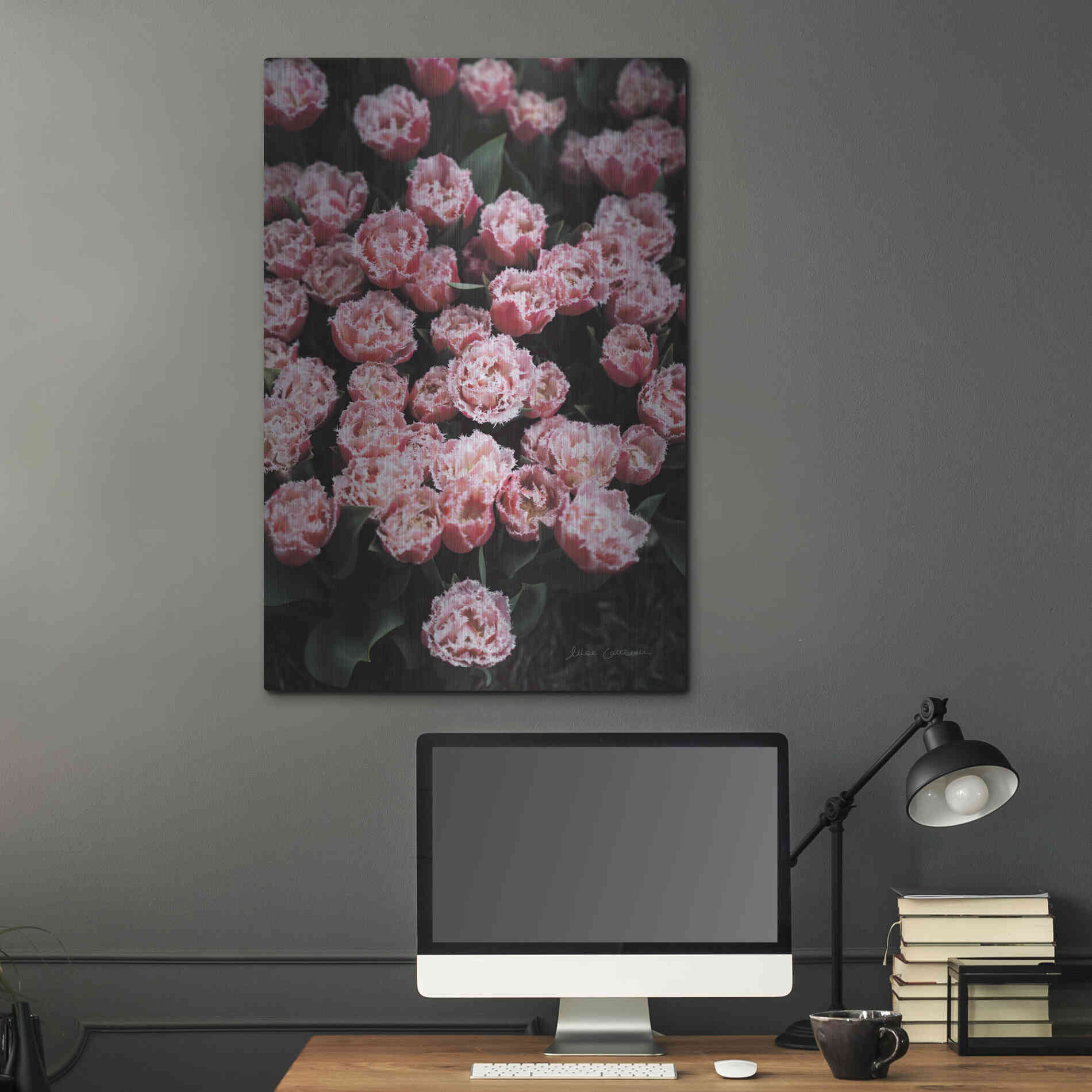 Luxe Metal Art 'Fringed Tulips' by Elise Catterall, Metal Wall Art,24x36