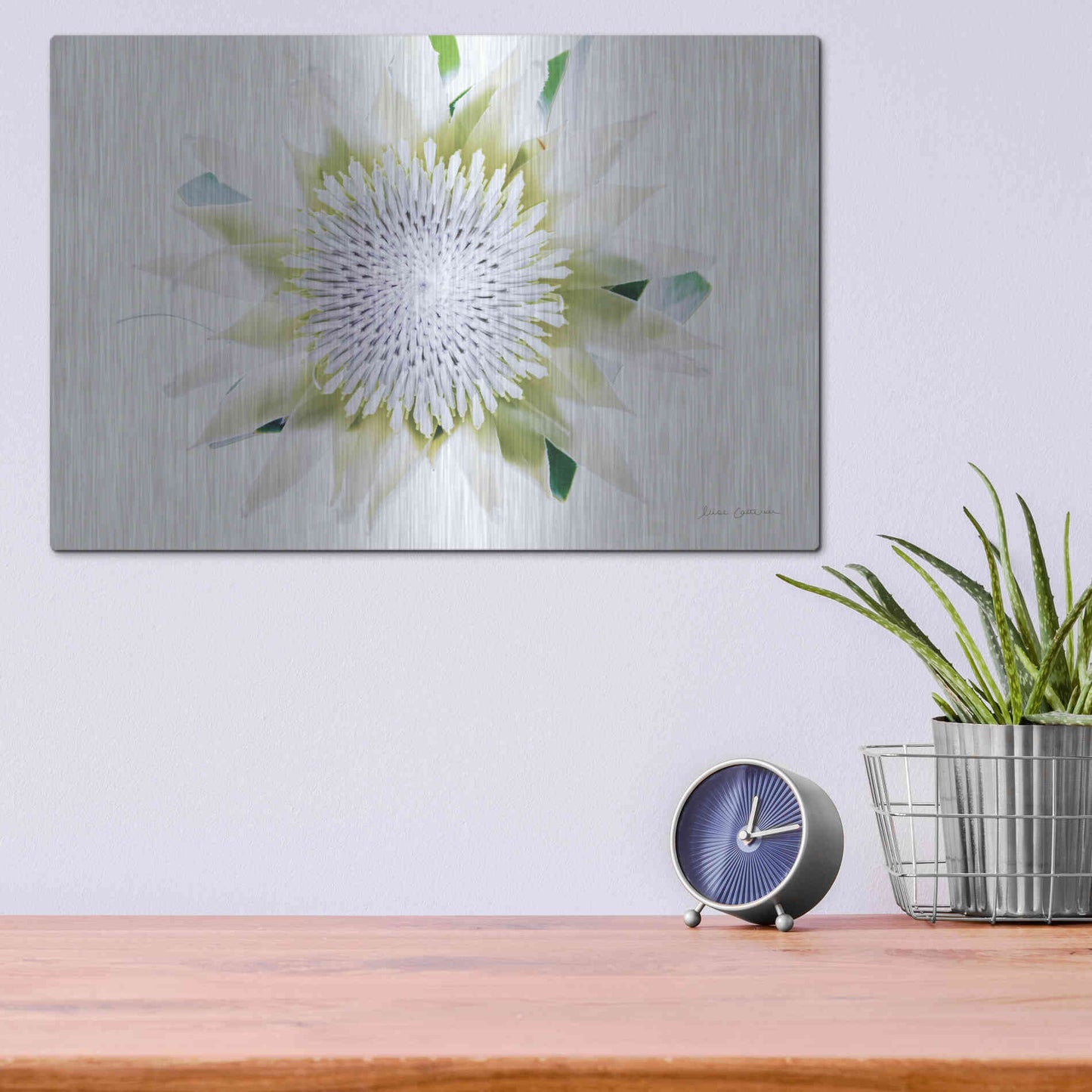 Luxe Metal Art 'Protea Center I' by Elise Catterall, Metal Wall Art,16x12