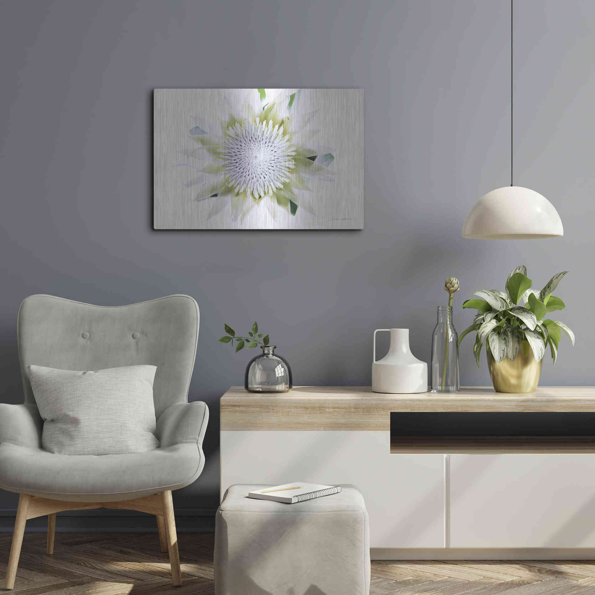 Luxe Metal Art 'Protea Center I' by Elise Catterall, Metal Wall Art,24x16