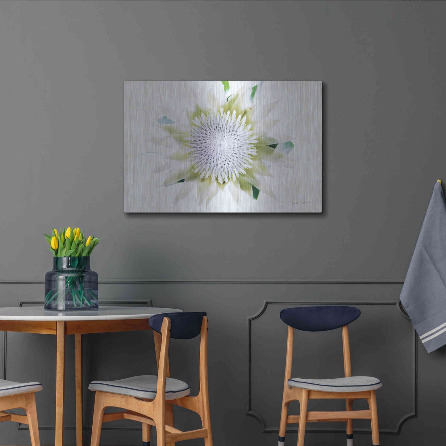 Luxe Metal Art 'Protea Center I' by Elise Catterall, Metal Wall Art,36x24
