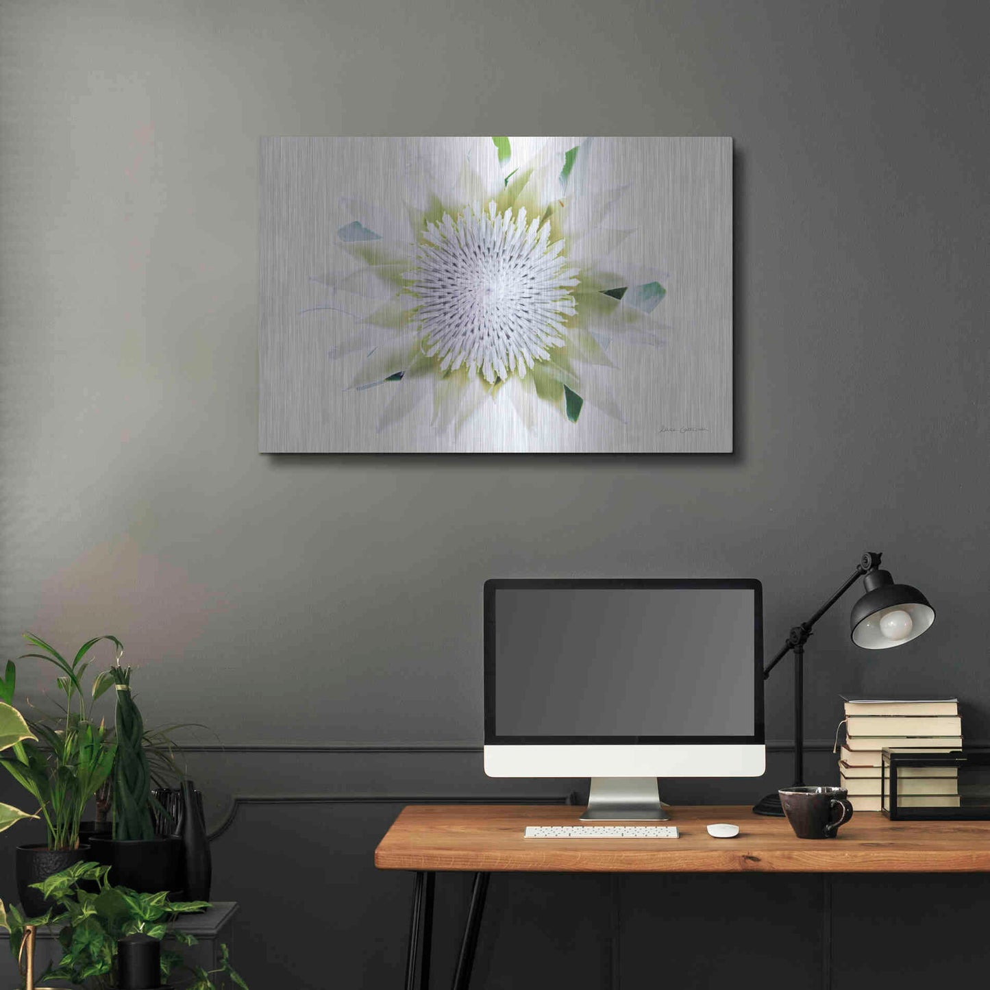 Luxe Metal Art 'Protea Center I' by Elise Catterall, Metal Wall Art,36x24