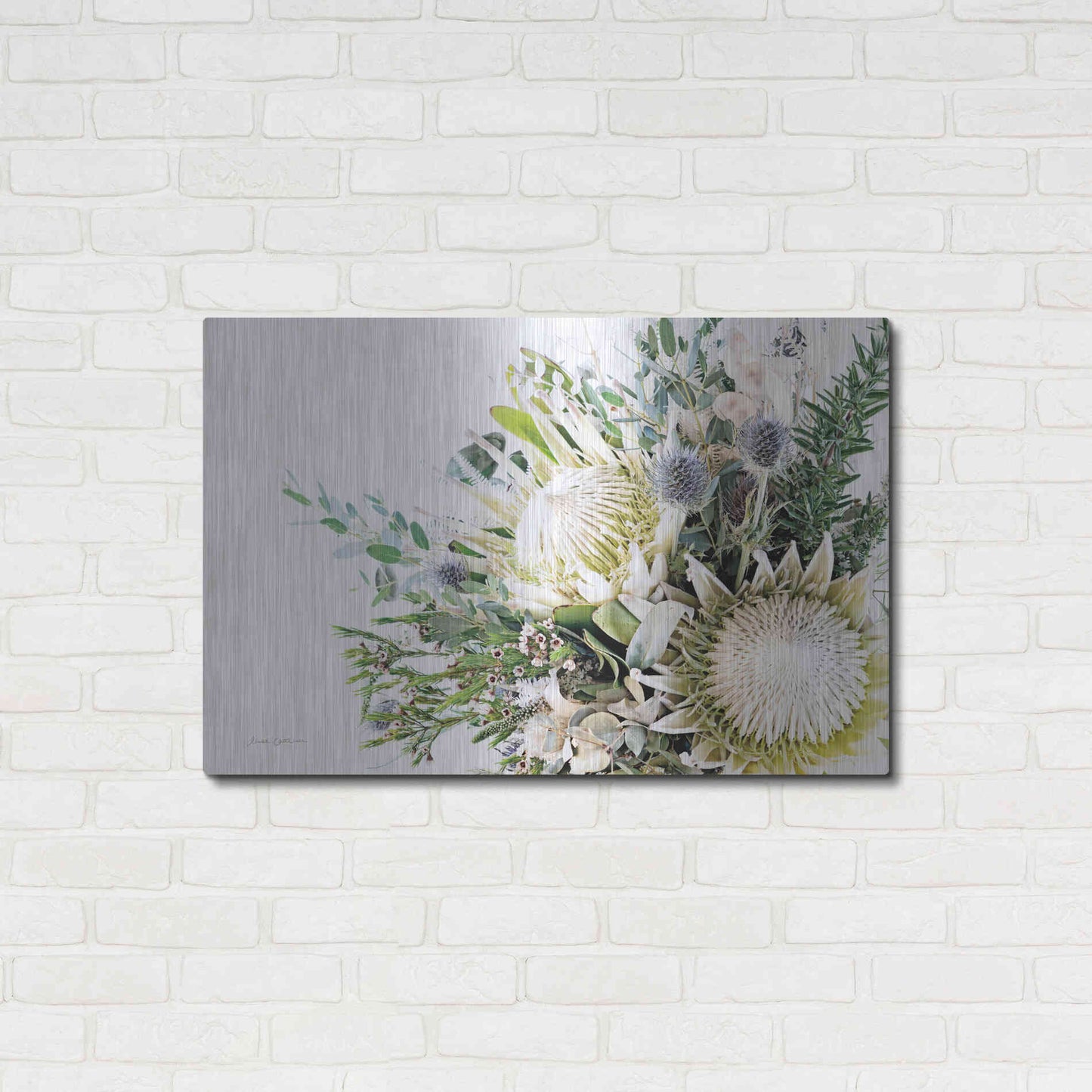 Luxe Metal Art 'Protea Bouquet I' by Elise Catterall, Metal Wall Art,36x24