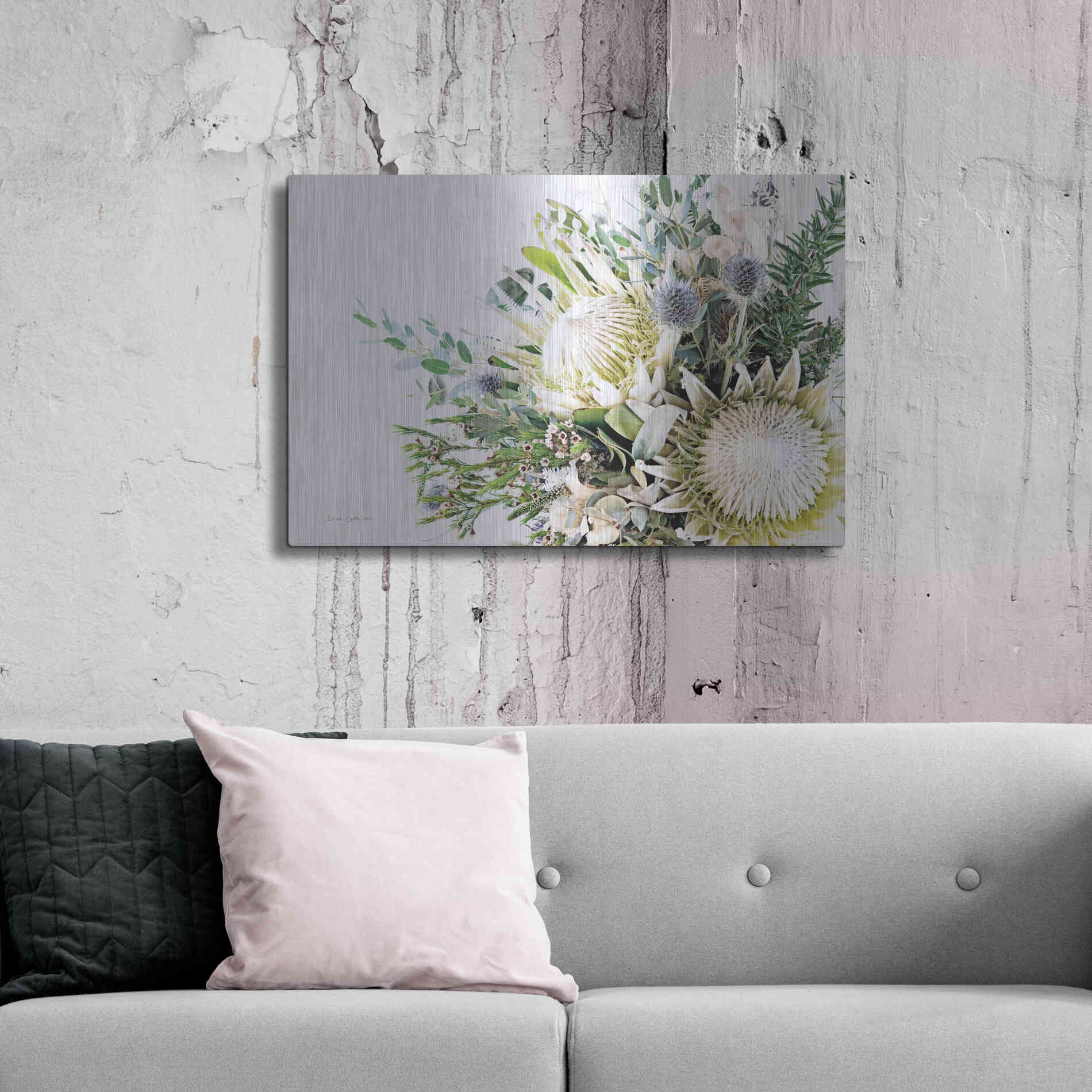 Luxe Metal Art 'Protea Bouquet I' by Elise Catterall, Metal Wall Art,36x24
