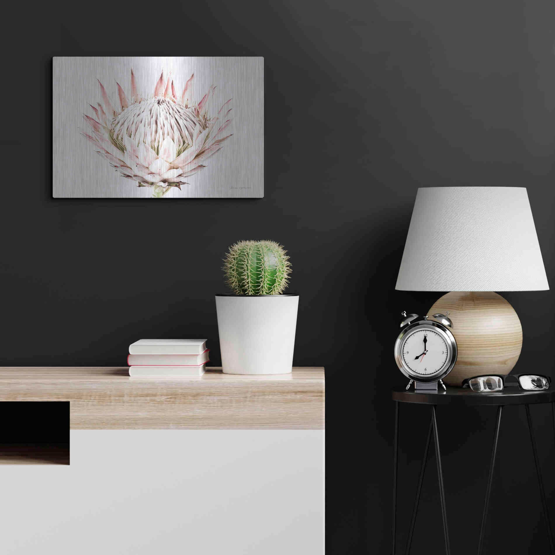 Luxe Metal Art 'Pastel Protea I' by Elise Catterall, Metal Wall Art,24x16