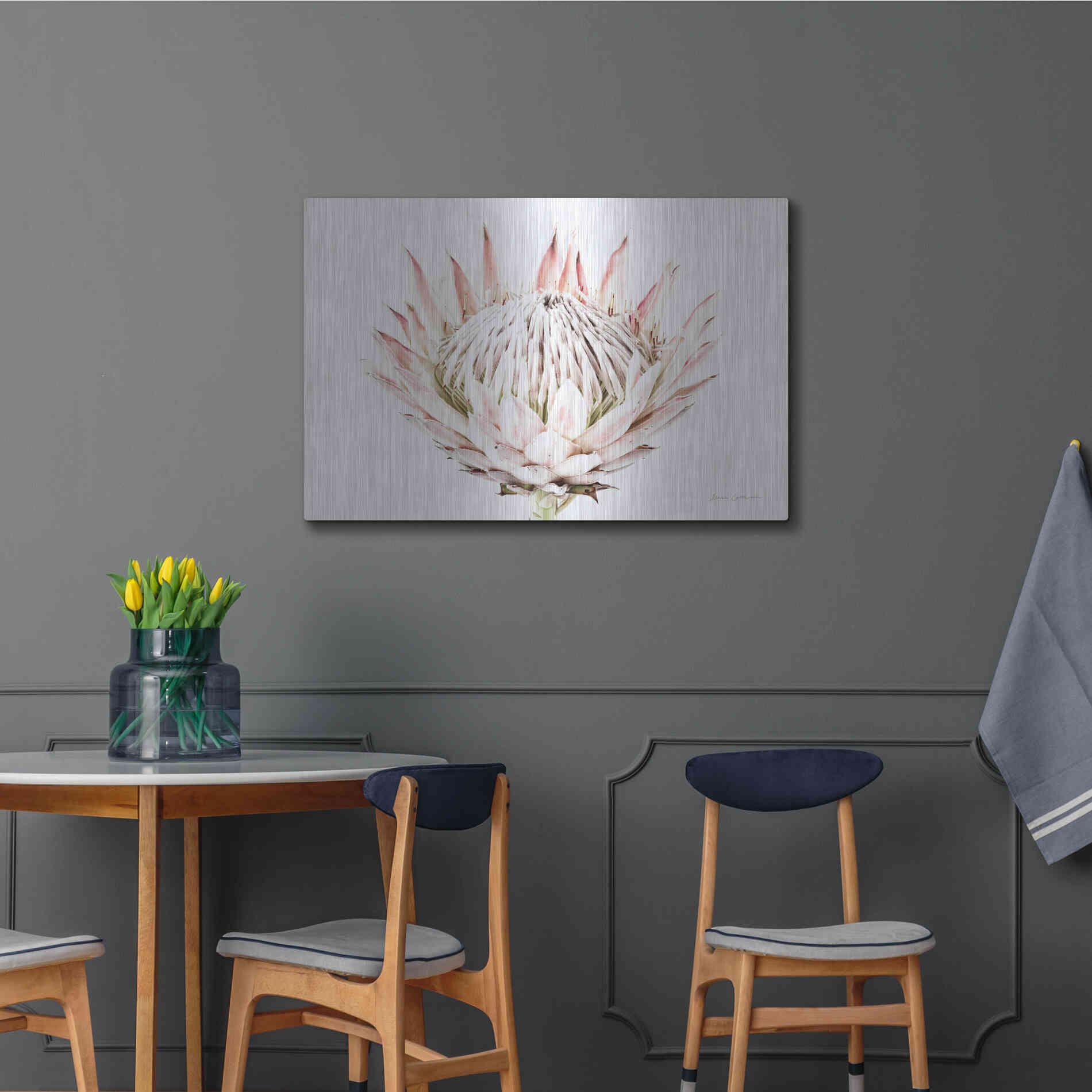 Luxe Metal Art 'Pastel Protea I' by Elise Catterall, Metal Wall Art,36x24