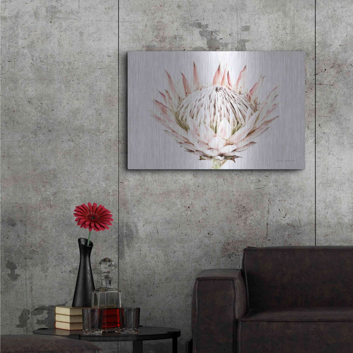 Luxe Metal Art 'Pastel Protea I' by Elise Catterall, Metal Wall Art,36x24