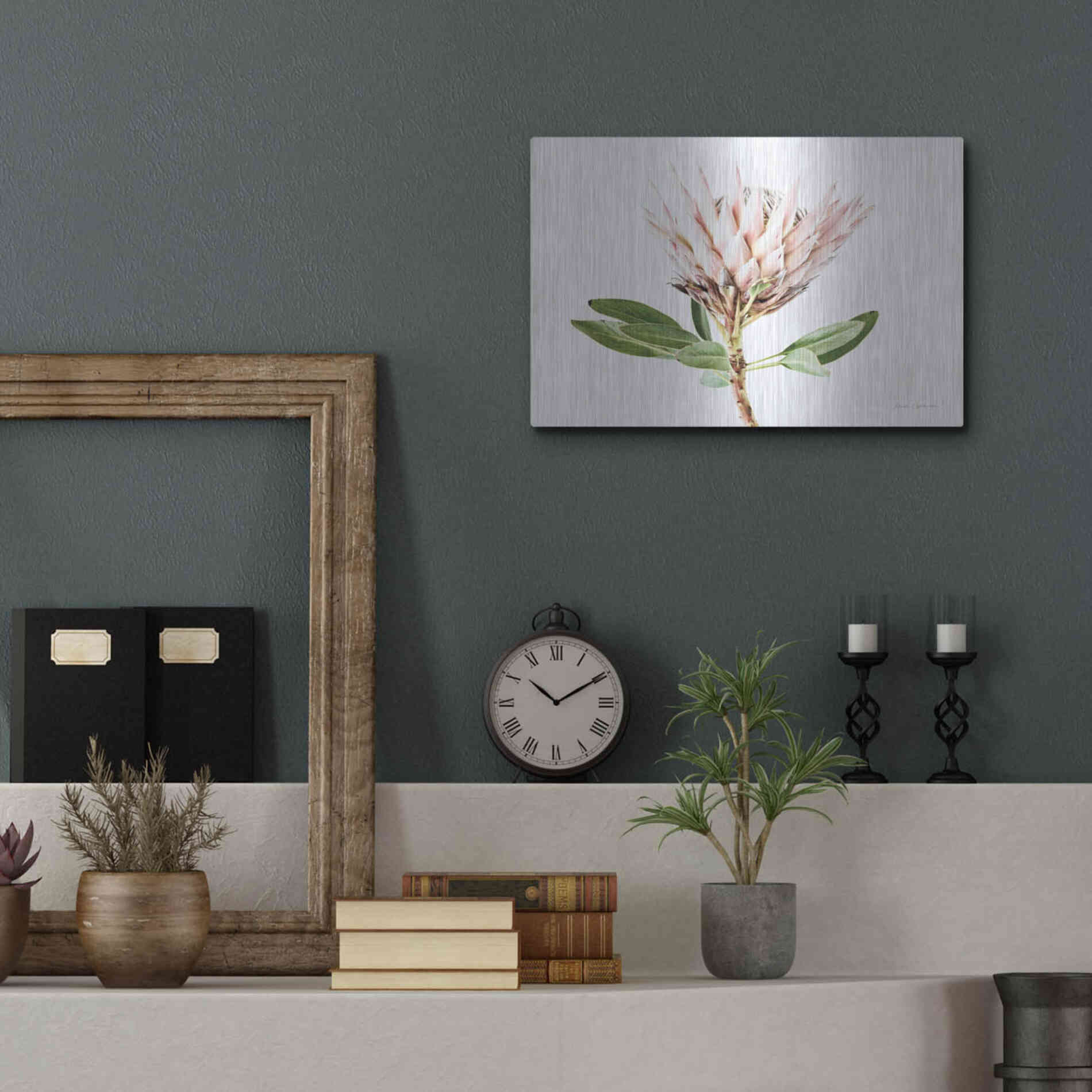 Luxe Metal Art 'Pastel Protea II' by Elise Catterall, Metal Wall Art,16x12