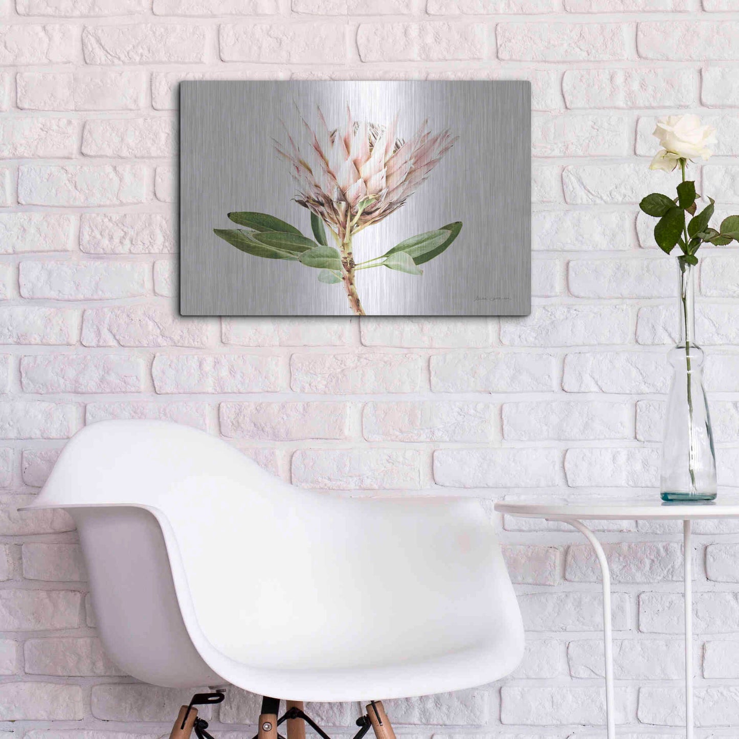 Luxe Metal Art 'Pastel Protea II' by Elise Catterall, Metal Wall Art,24x16