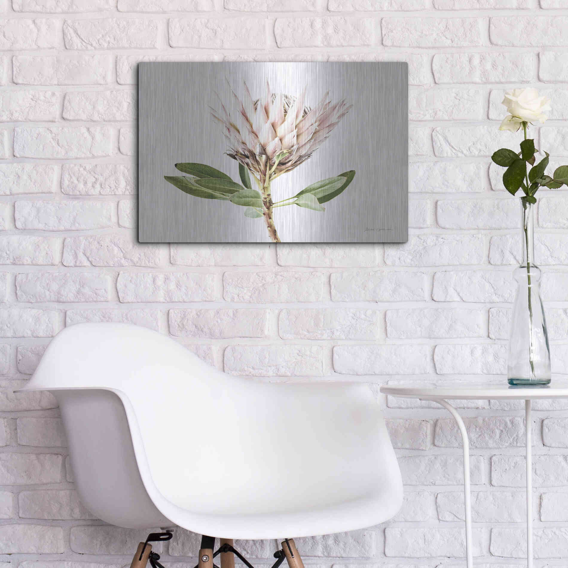 Luxe Metal Art 'Pastel Protea II' by Elise Catterall, Metal Wall Art,24x16