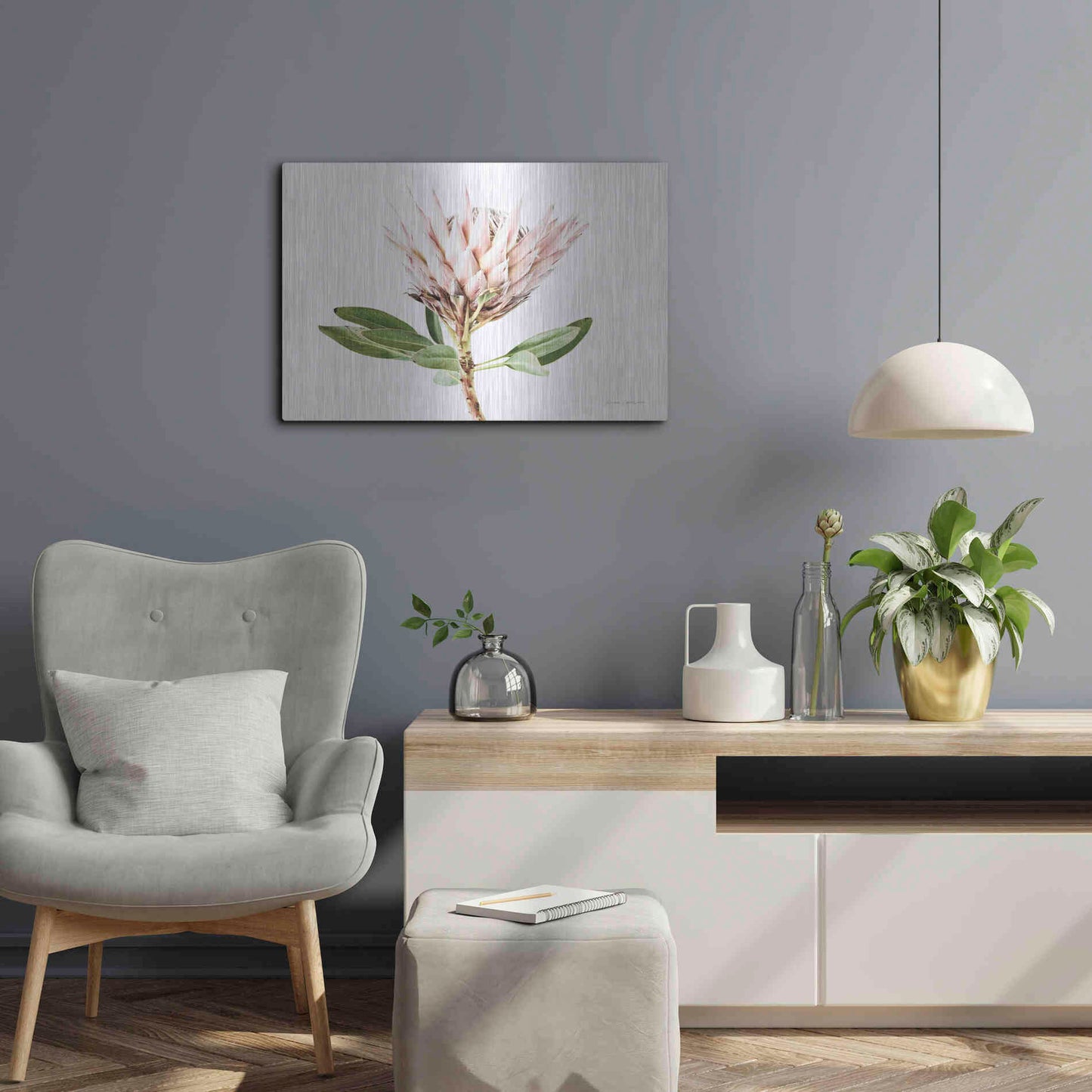 Luxe Metal Art 'Pastel Protea II' by Elise Catterall, Metal Wall Art,24x16