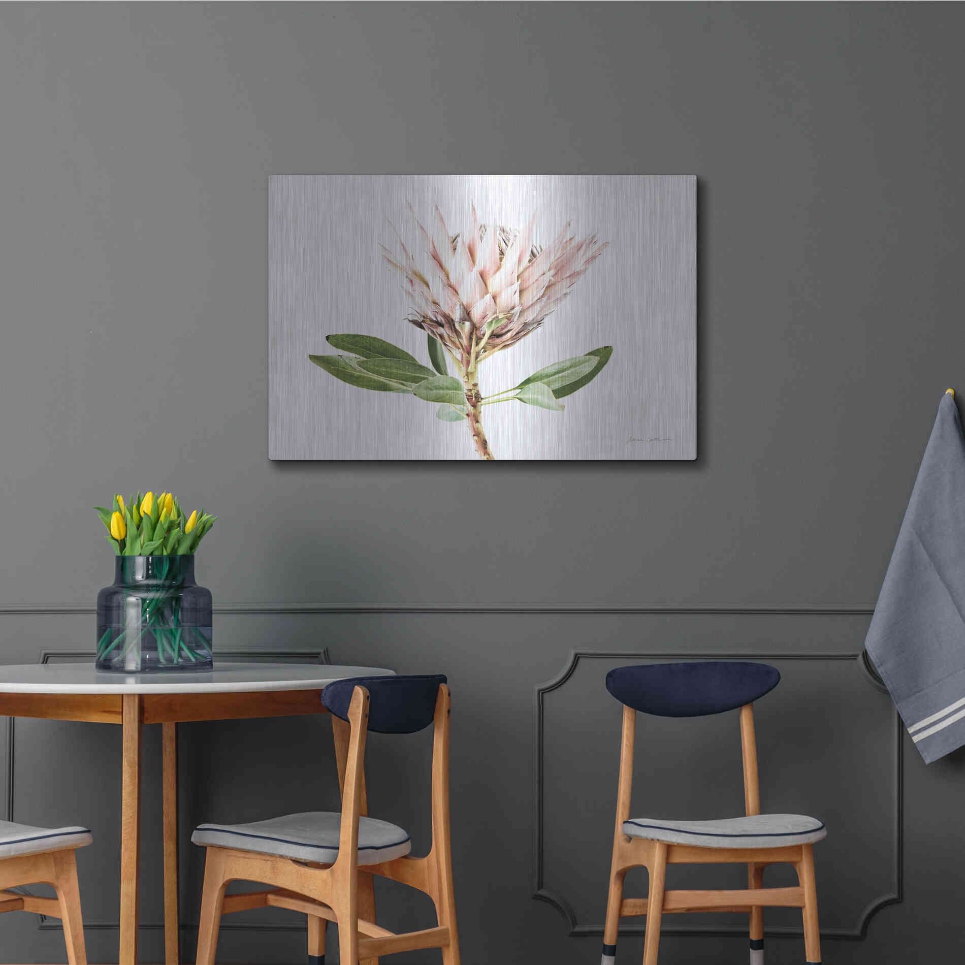 Luxe Metal Art 'Pastel Protea II' by Elise Catterall, Metal Wall Art,36x24