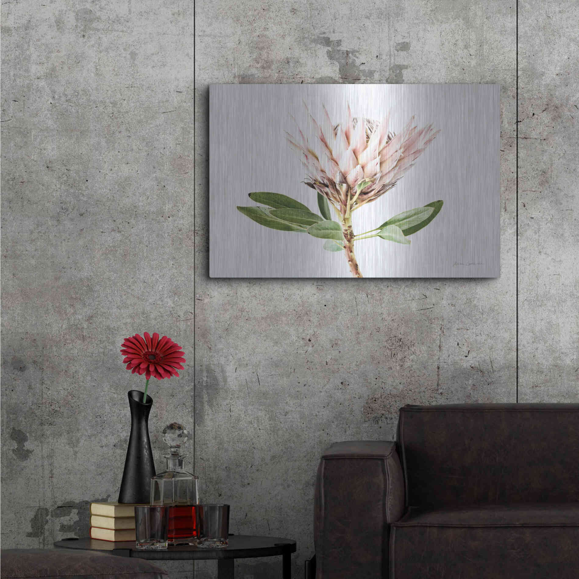 Luxe Metal Art 'Pastel Protea II' by Elise Catterall, Metal Wall Art,36x24