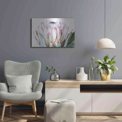 Luxe Metal Art 'Pale Protea Detail I' by Elise Catterall, Metal Wall Art,24x16