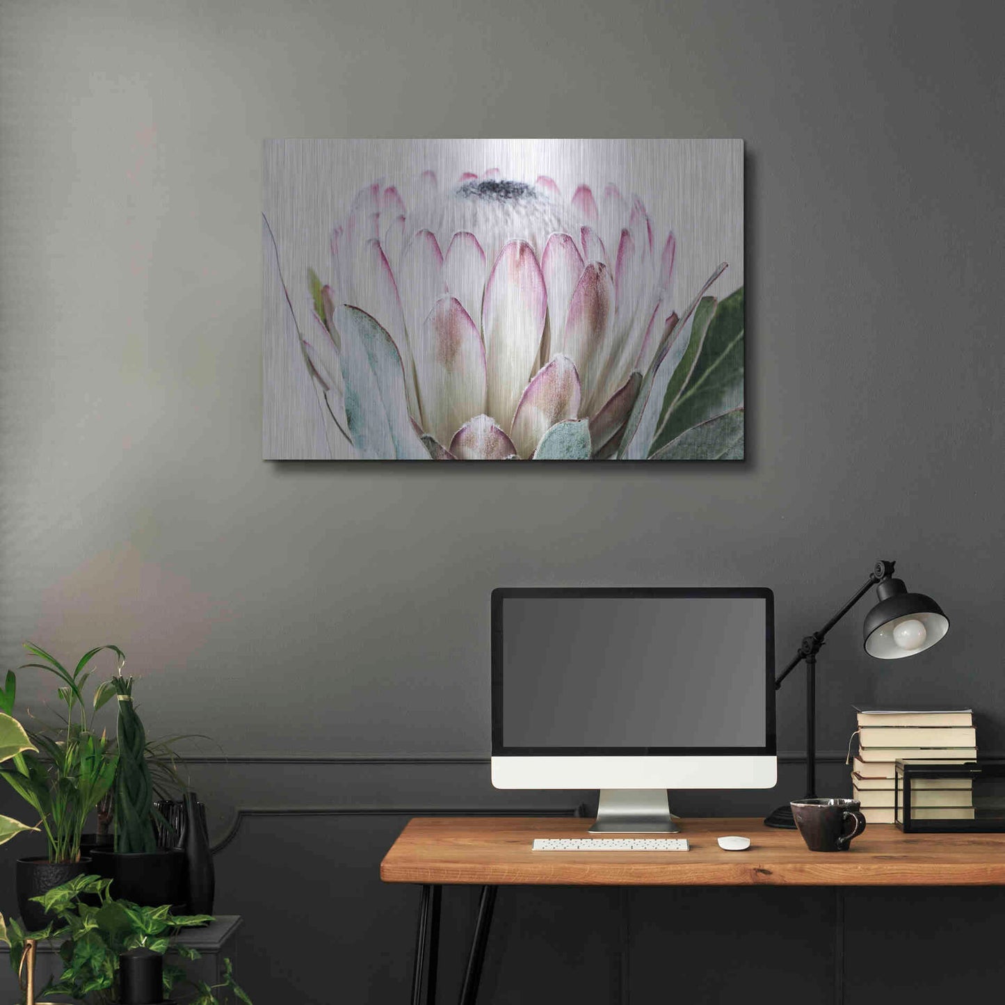 Luxe Metal Art 'Pale Protea Detail I' by Elise Catterall, Metal Wall Art,36x24