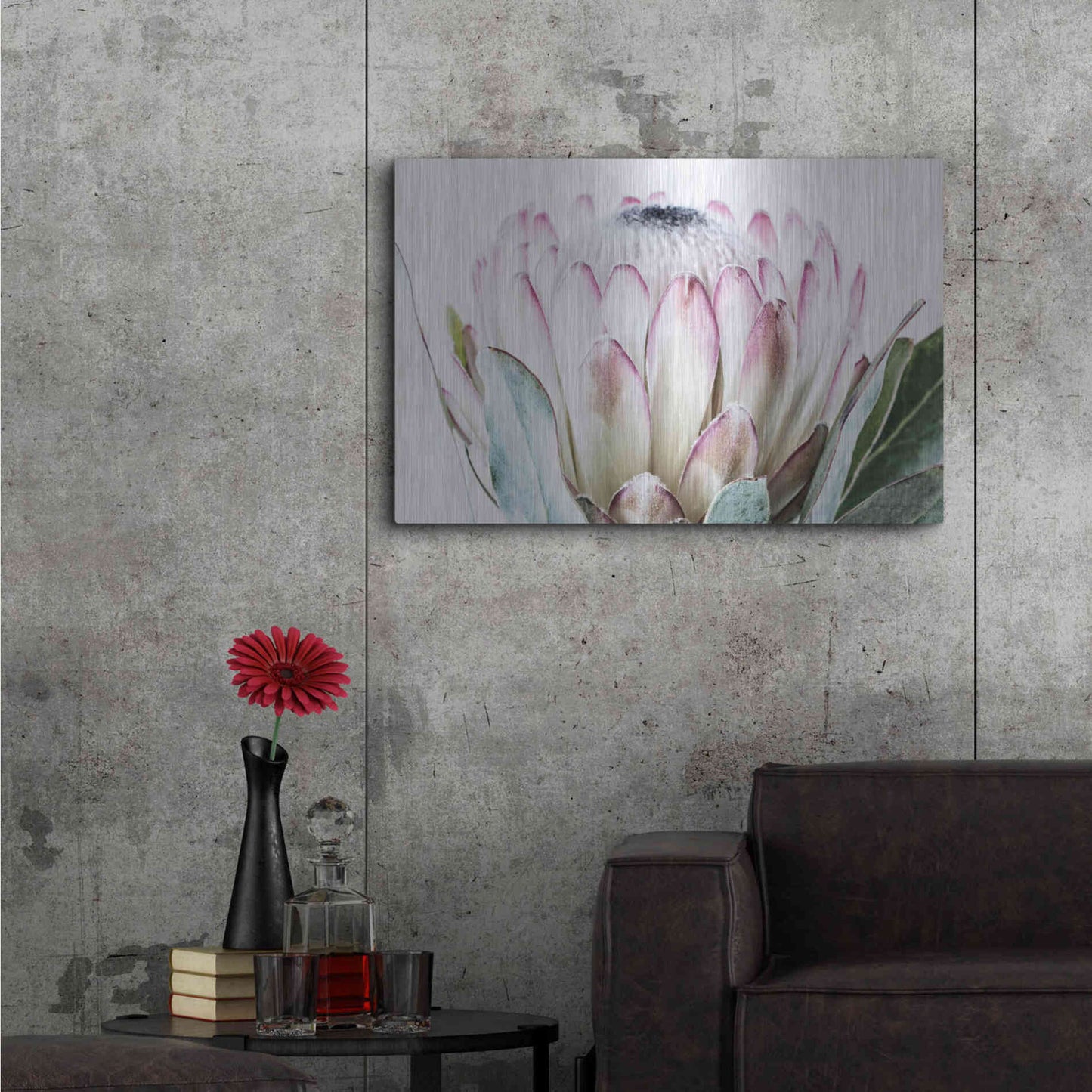 Luxe Metal Art 'Pale Protea Detail I' by Elise Catterall, Metal Wall Art,36x24