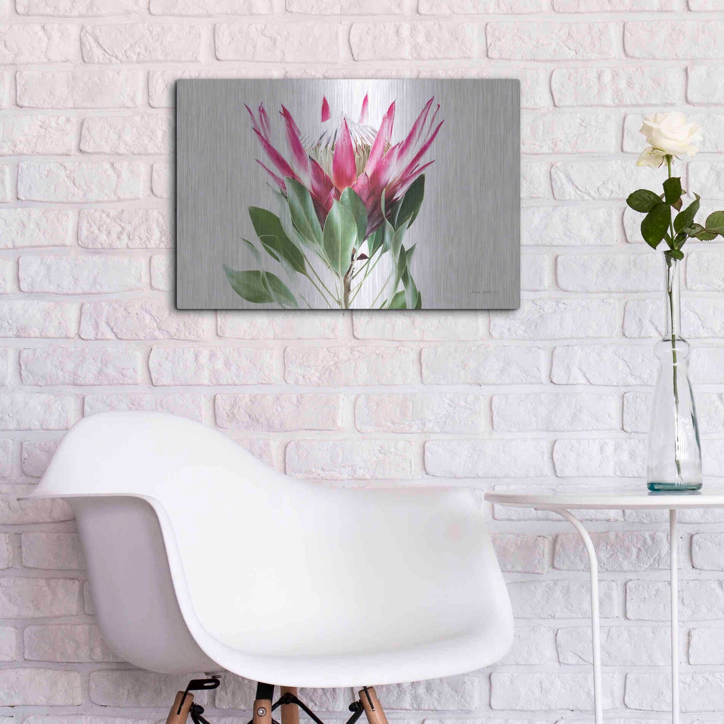 Luxe Metal Art 'Bold Protea I' by Elise Catterall, Metal Wall Art,24x16